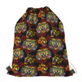 Red Tiger Tattoo Pattern Print Drawstring Bag