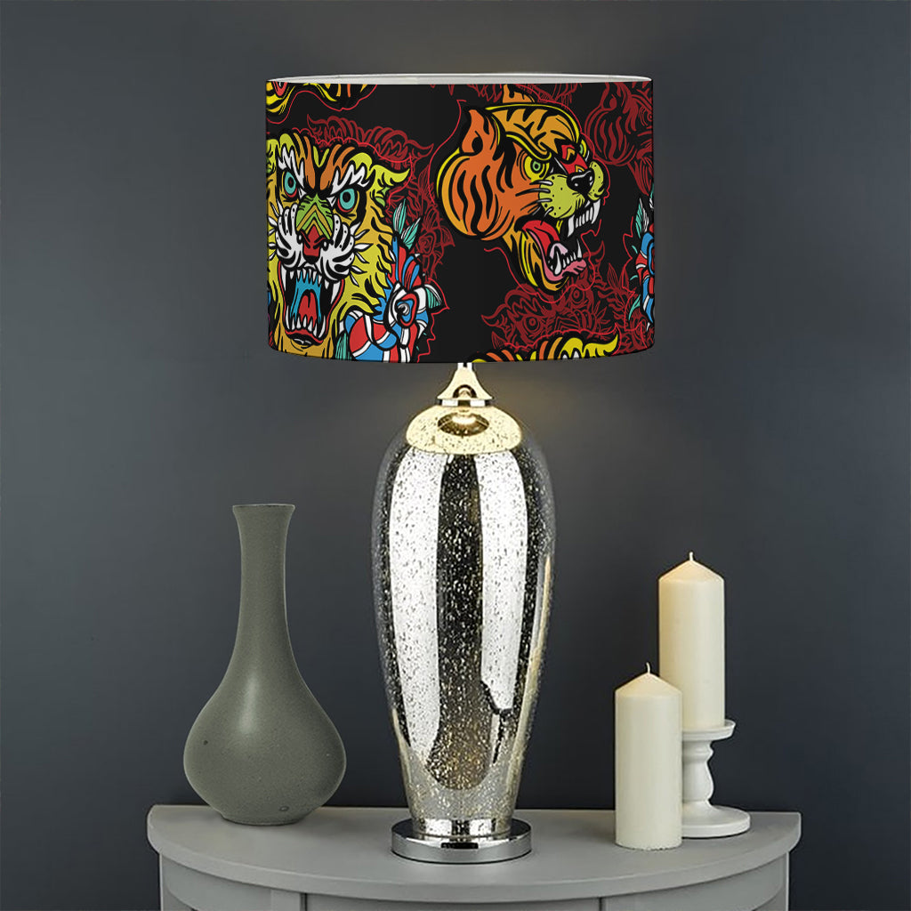 Red Tiger Tattoo Pattern Print Drum Lamp Shade