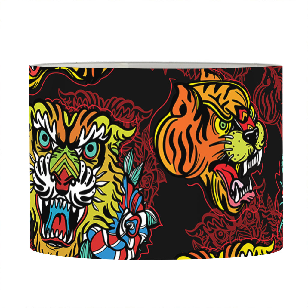 Red Tiger Tattoo Pattern Print Drum Lamp Shade
