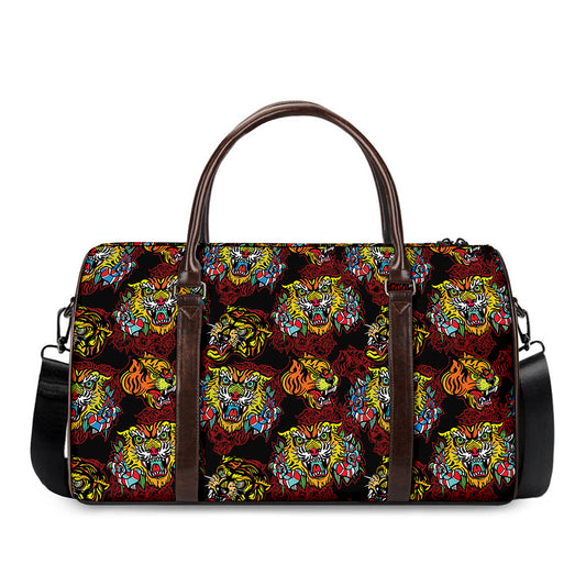 Red Tiger Tattoo Pattern Print Duffle Bag