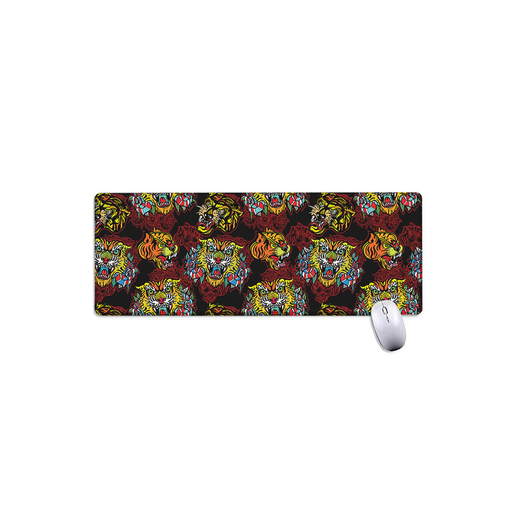 Red Tiger Tattoo Pattern Print Extended Mouse Pad