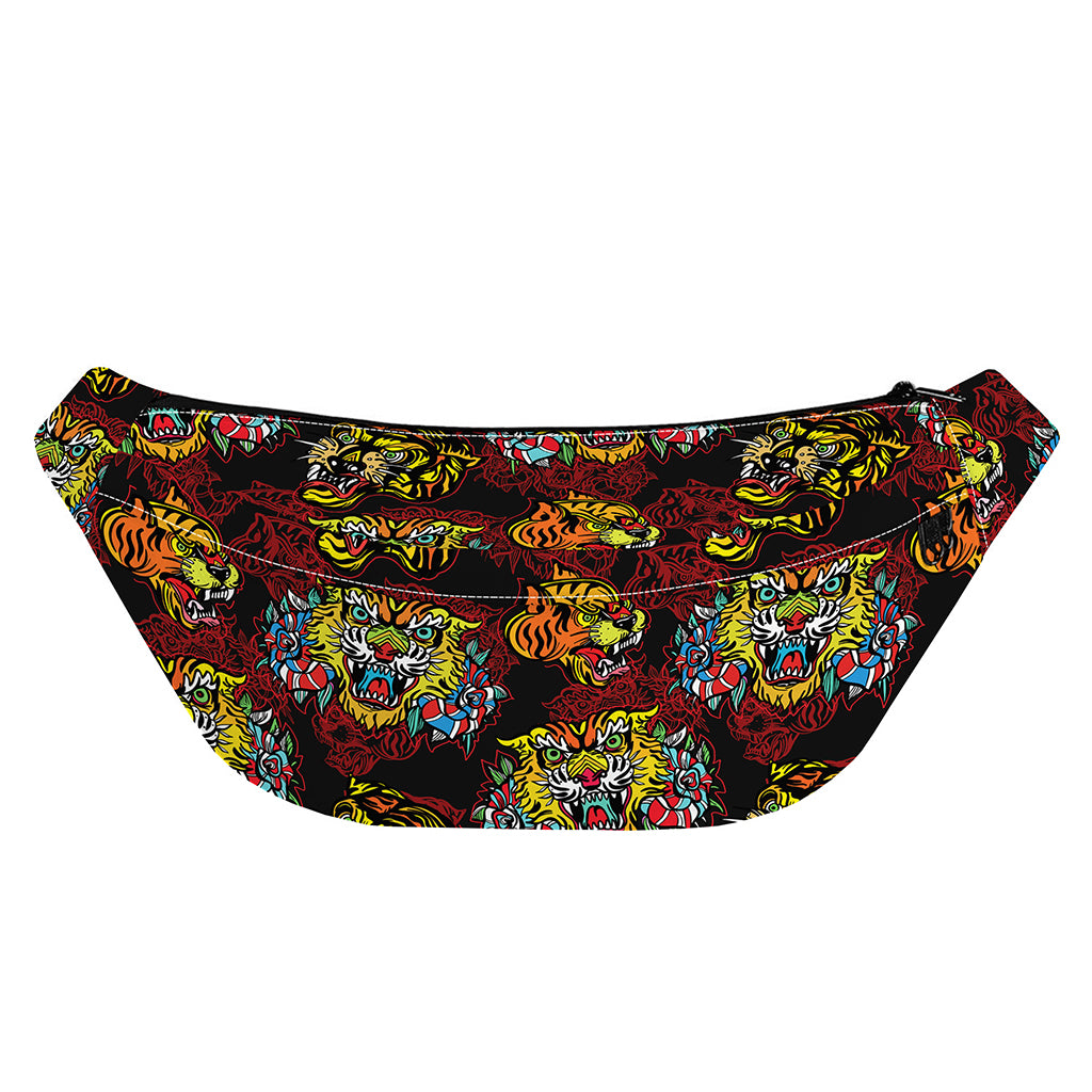 Red Tiger Tattoo Pattern Print Fanny Pack