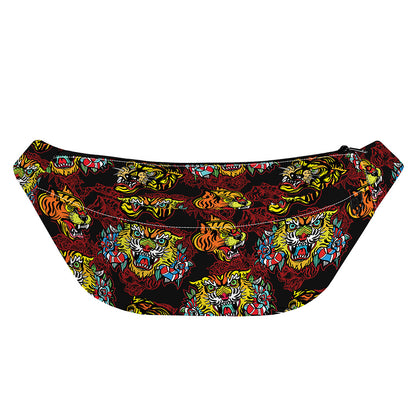 Red Tiger Tattoo Pattern Print Fanny Pack