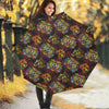 Red Tiger Tattoo Pattern Print Foldable Umbrella