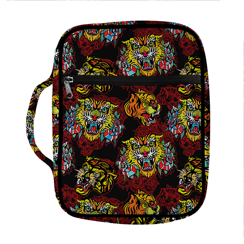 Red Tiger Tattoo Pattern Print Front Pocket Bible Bag