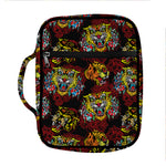 Red Tiger Tattoo Pattern Print Front Pocket Bible Bag