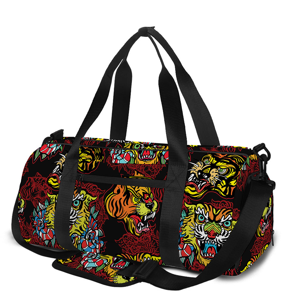 Red Tiger Tattoo Pattern Print Gym Bag