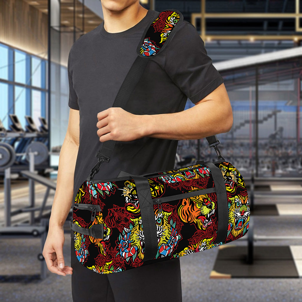 Red Tiger Tattoo Pattern Print Gym Bag