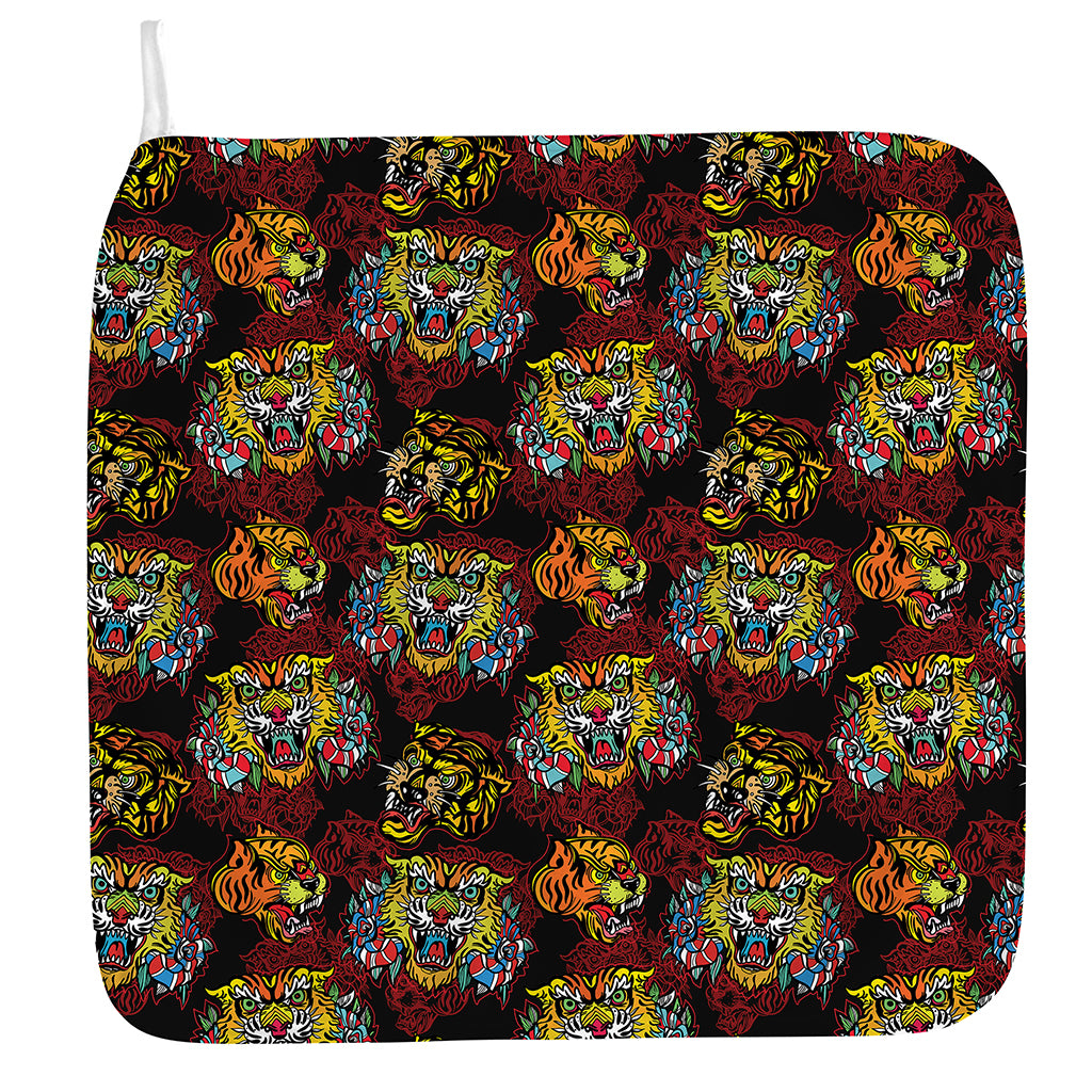 Red Tiger Tattoo Pattern Print Hand Towel