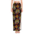 Red Tiger Tattoo Pattern Print High Slit Maxi Skirt
