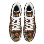 Red Tiger Tattoo Pattern Print High Top Leather Sneakers