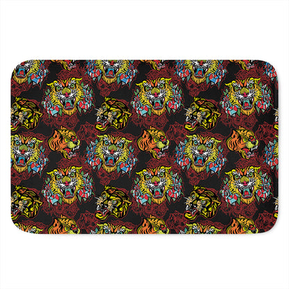 Red Tiger Tattoo Pattern Print Indoor Door Mat