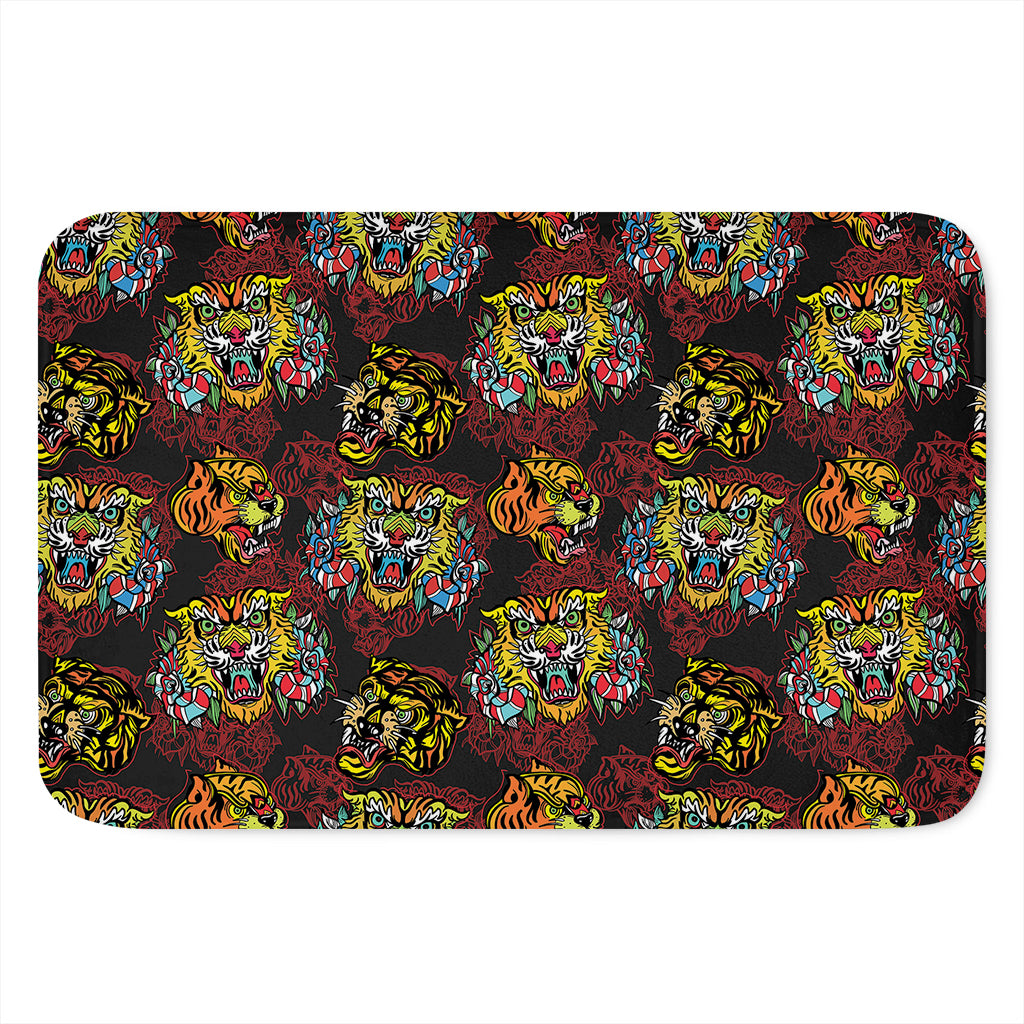 Red Tiger Tattoo Pattern Print Indoor Door Mat