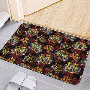 Red Tiger Tattoo Pattern Print Indoor Door Mat