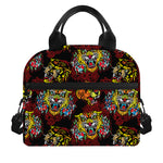 Red Tiger Tattoo Pattern Print Insulated Lunch Bag