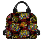 Red Tiger Tattoo Pattern Print Insulated Lunch Bag