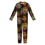 Red Tiger Tattoo Pattern Print Jumpsuit