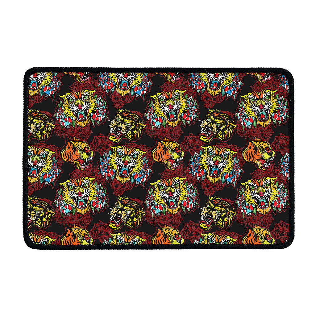 Red Tiger Tattoo Pattern Print Kitchen Mat