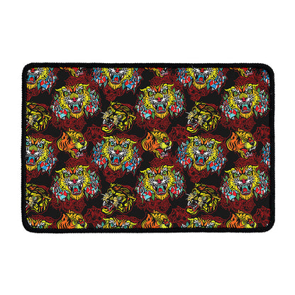 Red Tiger Tattoo Pattern Print Kitchen Mat