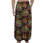 Red Tiger Tattoo Pattern Print Lantern Pants