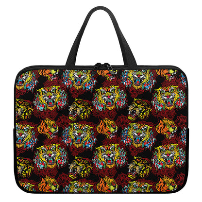 Red Tiger Tattoo Pattern Print Laptop Sleeve With Handle