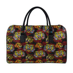 Red Tiger Tattoo Pattern Print Leather Duffle Bag