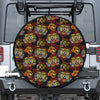 Red Tiger Tattoo Pattern Print Leather Spare Tire Cover