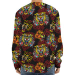 Red Tiger Tattoo Pattern Print Long Sleeve Baseball Jersey