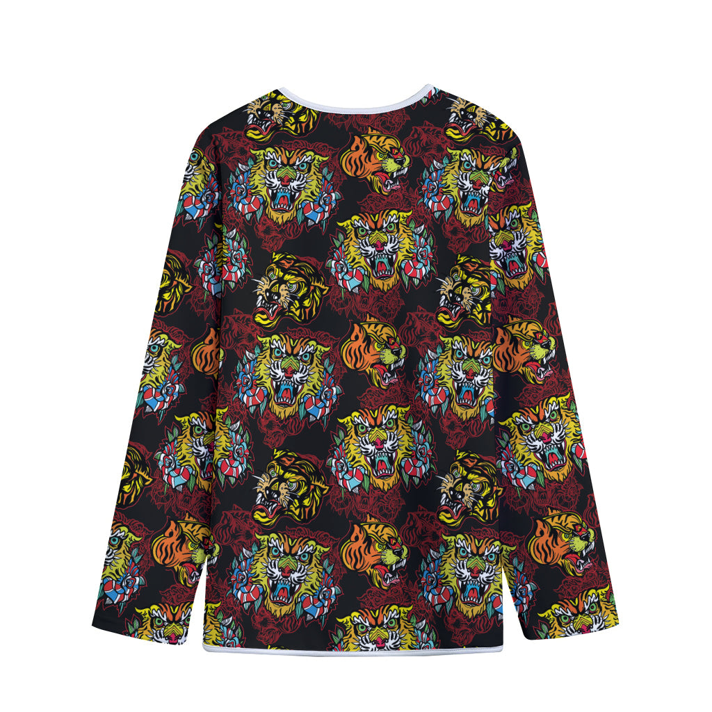Red Tiger Tattoo Pattern Print Long Sleeve Short Coat