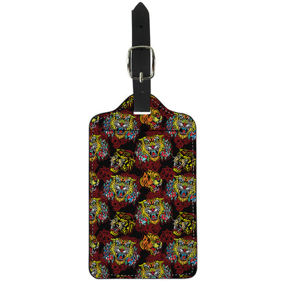 Red Tiger Tattoo Pattern Print Luggage Tag