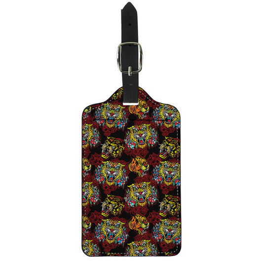 Red Tiger Tattoo Pattern Print Luggage Tag