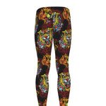 Red Tiger Tattoo Pattern Print Men's leggings