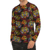 Red Tiger Tattoo Pattern Print Men's Long Sleeve Rash Guard