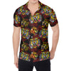 Red Tiger Tattoo Pattern Print Men's Shirt