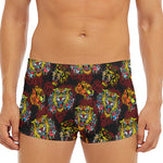 Red Tiger Tattoo Pattern Print Men's Short Boxer Briefs