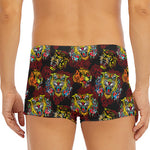 Red Tiger Tattoo Pattern Print Men's Short Boxer Briefs