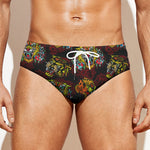 Red Tiger Tattoo Pattern Print Men's Swim Briefs