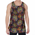 Red Tiger Tattoo Pattern Print Men's Velvet Tank Top
