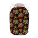 Red Tiger Tattoo Pattern Print Mesh Laundry Hamper