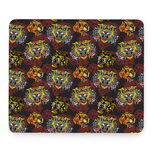 Red Tiger Tattoo Pattern Print Mouse Pad