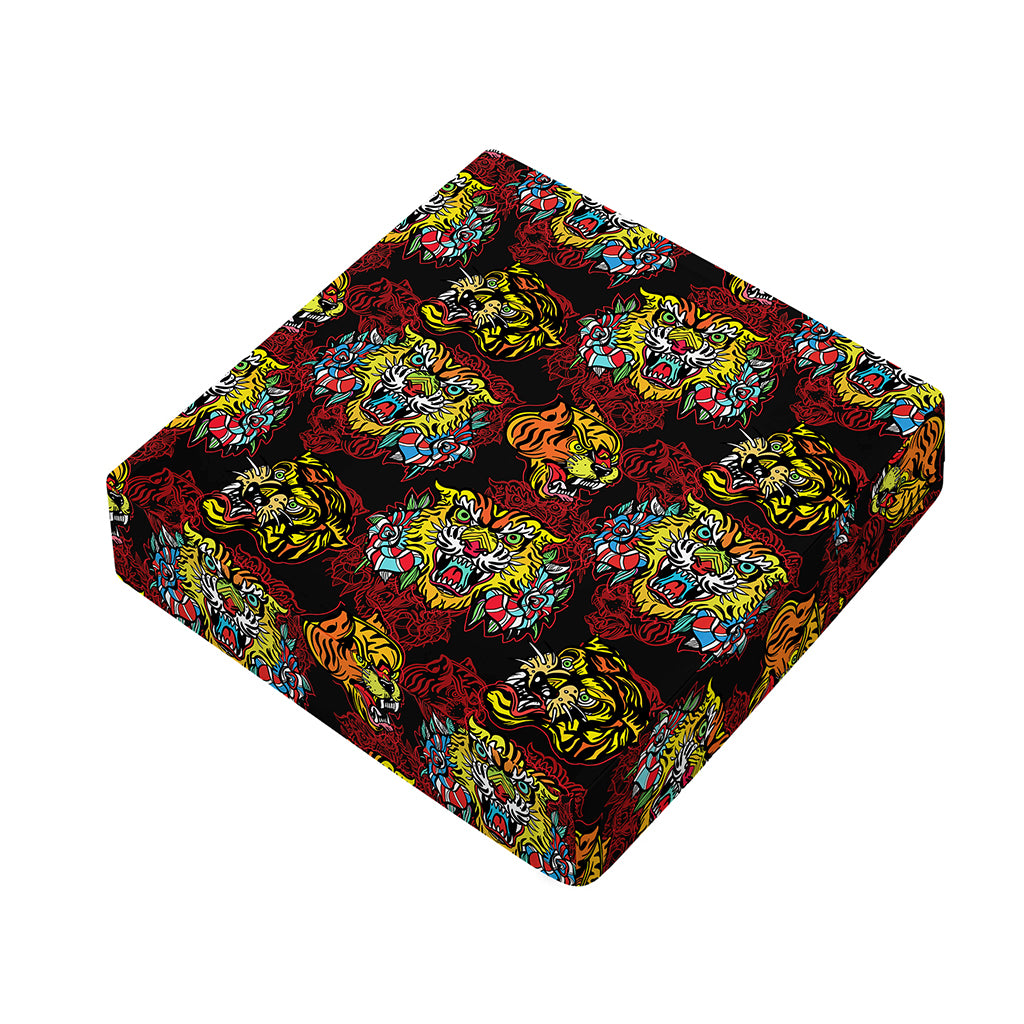 Red Tiger Tattoo Pattern Print Outdoor Seat Cushion Cover