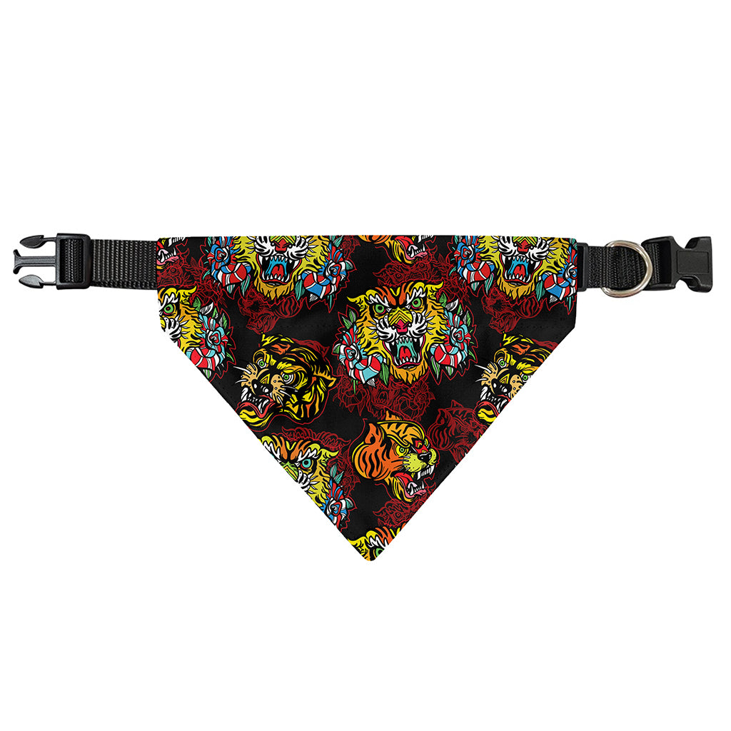 Red Tiger Tattoo Pattern Print Over The Collar Dog Bandana