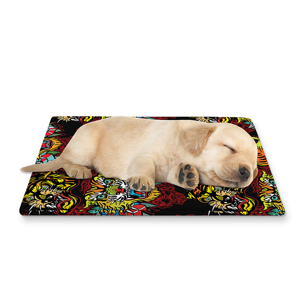 Red Tiger Tattoo Pattern Print Pet Cooling Mat Cover