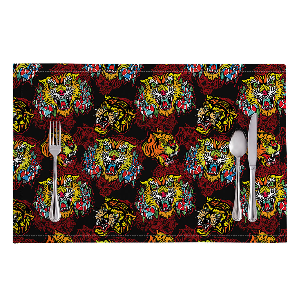 Red Tiger Tattoo Pattern Print Placemat