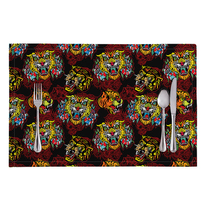 Red Tiger Tattoo Pattern Print Placemat