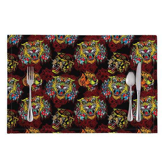 Red Tiger Tattoo Pattern Print Placemat