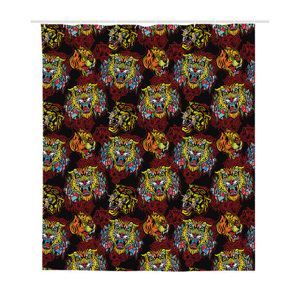 Red Tiger Tattoo Pattern Print Polyester Shower Curtain