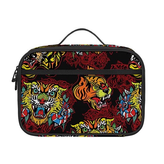 Red Tiger Tattoo Pattern Print Portable Lunch Bag