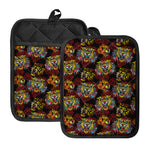 Red Tiger Tattoo Pattern Print Pot Holders With Pocket