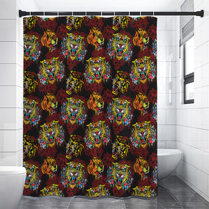 Red Tiger Tattoo Pattern Print Premium Shower Curtain